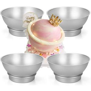 Hedume Set of 8 Cake Sphere Pan, 6.5 Inches 3D Sports Ball Cake Pan to Create Any Ball Shaped Cake, Includes 4 Semicircles and 4 Chassis