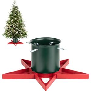 Christmas Tree Stands for Real Trees Metal Christma Tree Holder Base for 6ft Live Tree Red & Green Fits Up to 4.7" Xmas Tree Trunks for Home Party Xmas Decor