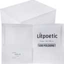 Two-Pocket Folders White Glossy Laminated Paper Folder, Letter Size Folders with Pockets, Holds 100 Sheets, for School, Office, Home,Box of 100