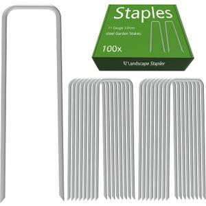 6 inch Garden Landscape Staples Galvanized Pins Lawn Stakes for Weed Barrier Ground Cover,U-Type Heavy Duty