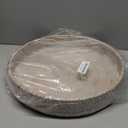 13.8 inch Round Rattan Tray, Decorative Coffee Table Tray, Ottoman Tray, Woven Serving Tray with Handles, Wicker Serving Basket, Whitewash