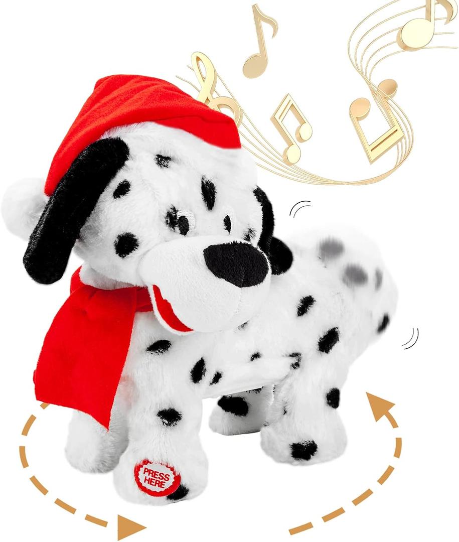 Twerking Dog Toy Booty Shaking Walking Santa Claus Puppy Musical Animated Christmas Plush Santa Singing and Dancing Stuffed Animals Dog-English Song