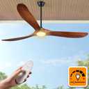 Haipeel 72 Inch Outdoor Ceiling Fans with Lights, Wood Ceiling Fan with Light and Remote Control Propeller Modern Large Ceiling Fans for Patios Farmhouse Indoor Quiet High cfm ETL, Dark Walnut