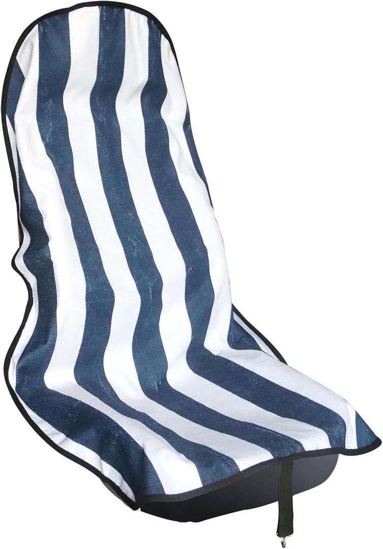 LoyaGour Car Seat Cover Protector Front Seats, for Gym Workout, Running, Swimming, Beach and Hiking, Waterproof Sweat Towel Seat Covers for Cars SUV Trucks (Blue Stripe, 1Pcs)