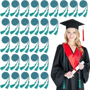 Woanger 30 Pcs 2026 Graduation Cords 67 Inch Braided Honor Cord with Tassels for College Graduation Students Bachelor Master Doctor Grad Decor(Turquoise)