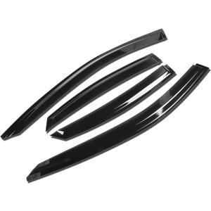 DNA MOTORING Set of 4 Tape-On Window Rain Guards for 19-24 Forte Smoke Tint Window Visor Shade/Sun Wind/RAIN Deflector, WVS-302