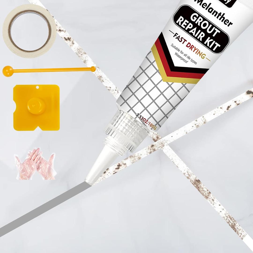 Grout Filler Tube | 2 Pack Light Grey Tile Grout Paint for Bathroom Shower Floor, Fast Drying Grout Repair Kit Refresh Filler Tube, Grout Sealer Restore and Grout Line Grout Pen (Grey)