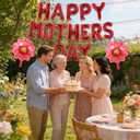 2 x Red Happy Mothers Day Balloons Set, 16 Inch Mothers Day Foil Balloons Sunflower Balloon for Mother's Day Party Decorations, Mothers Day Decorations for Home Party Supplies
