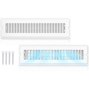 Vent Covers with Screw Hole 2x12- Pack of 2 Metal Vent Covers for Home Floor - Air Vent Covers - Floor Register Easy Adjust Air Supply Walkable - White