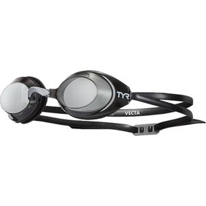 TYR Vecta Racing Swim Goggles - Adult Swimming Goggles for Men and Women - Anti-Fog, UVA/UVB Protection, Watertight (One Size, Smoke/Black)