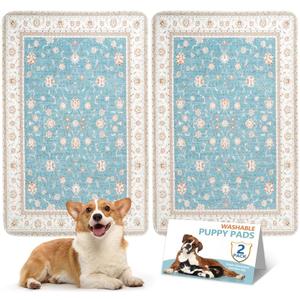 32"x48" 2 Pack Washable Pee Pads for Dogs, Rabbits & Hamsters - Reusable Puppy Pads Super Absorbent Waterproof Non-Slip Potty Pads for Crate, Couch, Car, Whelping & Playpen Liners
