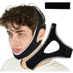 Anti Snoring Chin Strap, Chin Strap for Sleeping, Premium Airflow Jaw Strap, Stop Snoring Chin Strap, Snoring Solution for Men and Women, Breathable Chin Strap, Snoring Chin Strap (Grey~)
