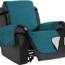 H.VERSAILTEX Reversible Quilted Recliner Covers Water Resistant Furniture Protector for Reclienr Chair with Elastic Straps for Pets Kids Sitting Width Up to 22"(Recliner, Dark Teal/Beige) (Recliner(Seat with 22"))
