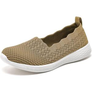 Puxowe Women's Slip on Walking Loafer Shoes-Lightweight Flat Shoes for Women Low-Top Round Toe Knit Memory Foam Sneaker 38.5