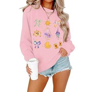 ALLTB Magical Sweatshirt for Women Princess Shirt Funny Magic Graphic Pullover Family Vacation Long Sleeve Tops Pink, XL