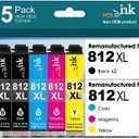 HOINKLO for 812xl Remanufactured for Epson 812XL Ink Cartridges Combo Pack 812xl Works with Workforce Pro WF-7310 WF-7820 WF-7840, Workforce EC-C7000 Printer (2 Black, Cyan, Yellow, Magenta, 5 Pack)