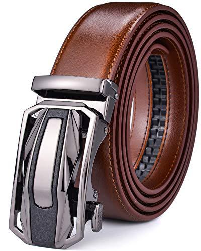 Men Belts Leather Male Slide Ratchet Work Dress Strap w Interchangeable Buckle Beltox … (Brown01, 28"-38" Waist Adjustable)