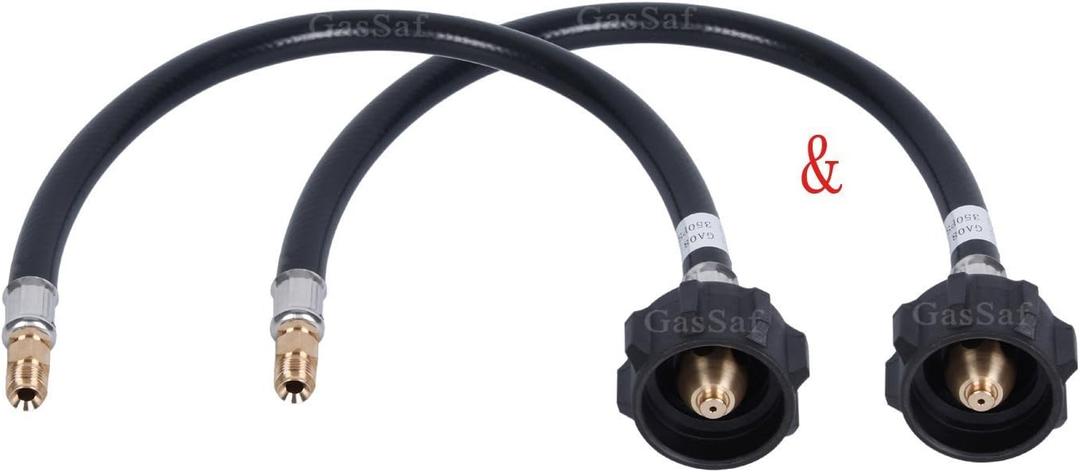 GasSaf 12inch RV Pigtail Propane Hose QCC1 Connector with Acme Nut and a 1/4'' Inverted Male Flare.2 PCS