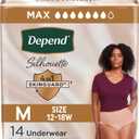 Depend Silhouette Adult Incontinence & Postpartum Bladder Leak Underwear for Women, Maximum Absorbency, Medium, Pink, 14 Count, Packaging May Vary (Medium (Pink))