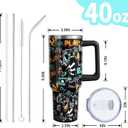 Gamer Lover Gift 40oz Tumbler with Handle and Lid Straw, Stainless Steel Double Walled Vacuum Insulated Cup, Gaming Gifts for Men Boys, Gamepad Water Bottle for Teen Boy 1PC