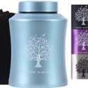 Tree of Life Urns for Human Ashes - Cremation Urns Adult for Funeral, Burial or Home - Cross Urns for Ashes Men Women - Decorative Urn for Ashes Male Female (160 Cubic inches, Blue(Tree))