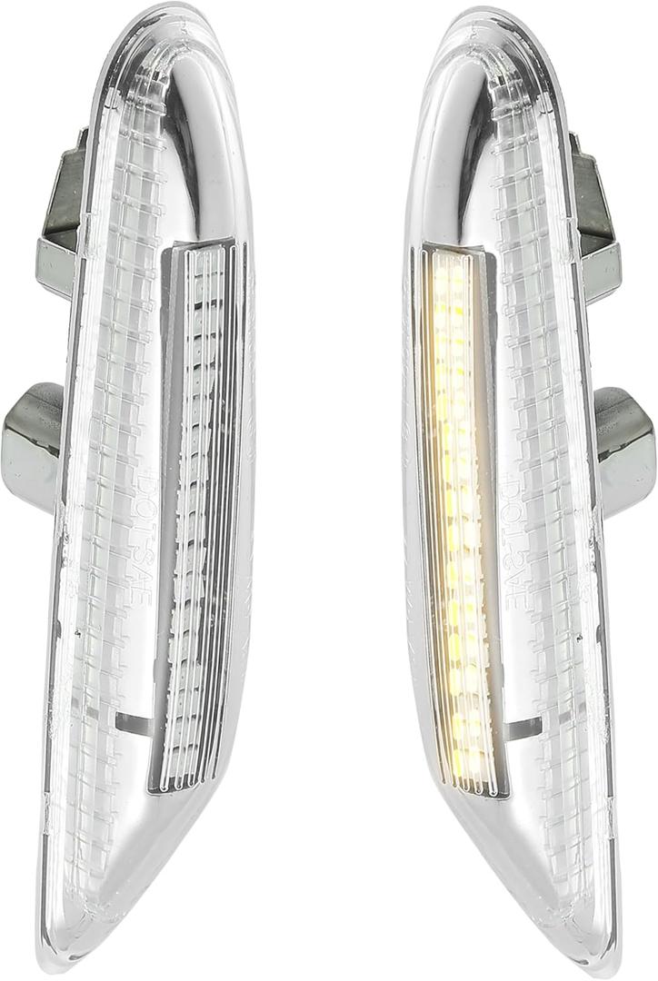 X AUTOHAUX Pair Full LED Front Fender Side Marker Turn Signal Lights Assembly Yellow Light for BMW E46 E60 E82 E83 E88 E90 E91 E92 E93 X1 X3 325i Front Flowing LED Lamps Lights