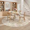 Madane Washable Round Rug 9ft for Living Room,Soft Neutral Rug Beige/Brown