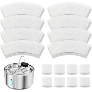Replacement Filter and Pump Sponge Set, 8 Filters, 8 Sponges for 12L/3.2 Gallon Cordless Dog Water Fountain(model YYR-02)