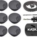 KATA 6-Pack Desk Grommet 2 Inch (50mm) Wire Cord Cable Desk Hole Cover with Bi-Metal Hole Saw Kit and Cord Wire Wrap Coiled Tube Sleeve Management, 2M Cable Sleeve Organizer