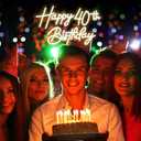Happy 40th Birthday Neon Sign For Birthday Party16.5"*10.5" Neon Happy Birthday Led Neon Light For Party Backdrop Wall Decor With Dimmable Switch Birthday Light Up Sign Birthday Gift