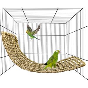 2 PCS Bird Seagrass Mat 29.5" 7" Parrot Natural Grass Woven Net Hammock Parakeet Climbing Rope Ladder Mat Chew Toys Cage Accessories for Pigeon Macaw Cockatiel Conure Budgie Cockatoo Rat Bearded Dragon
