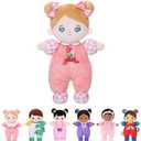 OUOZZZ Soft Baby Doll for Ages 3 and UP - Toys for Ages 3 and UP Birthday Christmas Plush Gift for Toddler Adorable First Doll Tulip Pink 10"