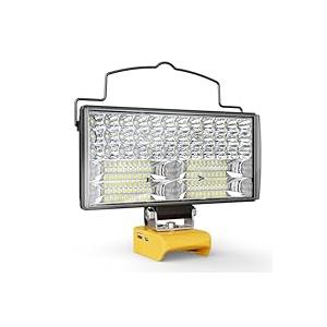 Cordless LED Work Light, Dewalt Battery Compatible, LIVOWALNY 100W 10000LM 7" Flood Light, USB & Type-C & Low Voltage Protection & 140° Pivot Head, LED Flashlight for Emergency & Field Use