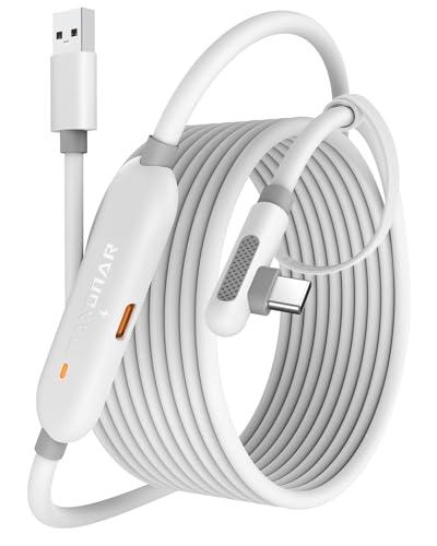 Maxonar VR Charging Link Cable 16FT (Next-Gen Chip) Compatible with Meta Quest 3S/Quest 3/Oculus Quest 2/Pico 4 Accessories and PC/SteamVR/Phones, Awesome Gift-5Gbps USB 3.0 to USB C Cable-White