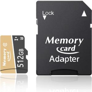 512GB Micro Card MicroXC TF Card A1 U3 Class10 V30 4K Video Recording with Adapter