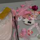 Zopeal Cat Toy Set Interactive Cat Toys Pack Including Feather Teaser Wand Plush Gift Outfit Mice Crinkle Balls and Pet Bell Balls, Puzzle for Indoor Cats Birthday Gift Basket for Kitten(Pink)