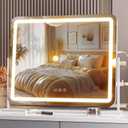 Hasipu Vanity Mirror with Lights, 22" x 18" LED Makeup Mirror, Light up Mirror with Smart Touch 3 Colors Dimmable, Brightness Adjustment, 360 Rotation (White)