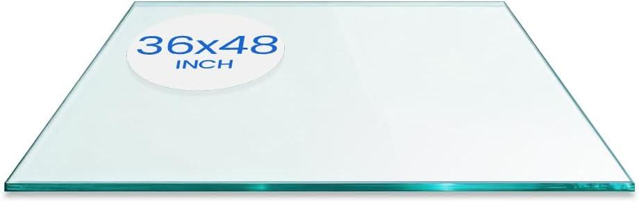 Dulles Glass 36X48 inch Rectangular Glass Table Top - Tempered - 1/4" Thick Glass Surface, Safe Flat Polished, Eased Corners, Multipurpose for Dining, Patio, Coffee and End Table