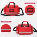 Medical Empty Bag First Aid Bag Emergency Responder Trauma Bag Empty, Professional First Aid Kits Storage Medical Bag with Inner Dividers and No-Scratch Bottom, Trauma Bag for Home Health Nurse Bag, Red, 21.65" x 17.72"x 11.81"