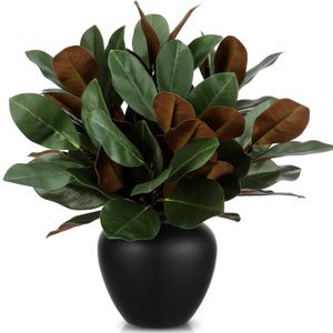 16 Pcs Magnolia Artificial Leaves Branches 17.72 Inches Artificial Leaves Stems 3D Magnolia Pick Faux Stems for Indoor Outdoor Vase Filling Home Office Table Decoration