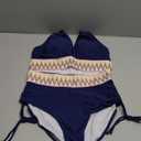 Blooming Jelly Women High Waisted Bikini Sets Tummy Control Swimsuits Color Block Two Piece Drawstring Bathing Suit Size Medium