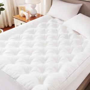 4 Inch Memory Foam Mattress Topper Full Size for Back Pain Relief | Quilted Pillow Top Fitted Mattress Pad with 360 All-Around Elasticized Pocket, 6-21" Deep Pocket
