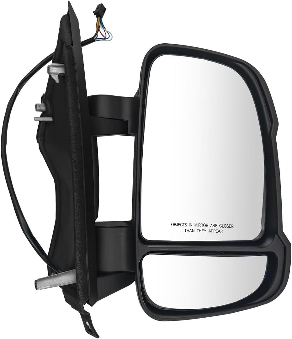 Right Passenger Side Mirror Compatible with Dodge Ram Promaster 1500 2500 3500 2014-2024 Power Adjusted Glass Heated Turn Signal Light Textured Black CH1321417 CH13214176, 8 PINS