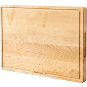 muso wood Maple Wood Cutting Board 18"x12" - 1" Thick, Wooden Kitchen Chopping Board with U-Shaped Juice Groove & Handle, Heavy Duty Cutting Board for Vegetables, Meat, Fruits