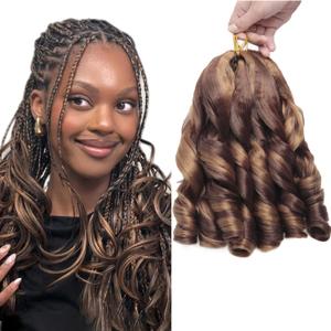 French Curl Braiding Hair 12Inch 7 Packs French Curl Crochet Braids Short Curly Crochet Hair Bouncy Synthetic knotless Braiding Extensions (P30/33, 12inch)