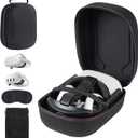 Hard Carrying Case Compatible with Meta Quest 3S/Quest 3/Oculus Quest 2/VP/Pico4,Compatible with VR Headsetible with Battery Elite Strap,Controllers and Other Accessories,Hard Shell Case-Black