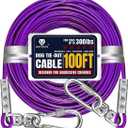 Tie Out Cable for Large Dog, 100ft Pet Runner for Yard, Heavy Duty Swivel Hooks Lead Holds Break Strength of 1000lbs, Steel Wire Dog Chain Leash Cable Yard, Camping(Purple)