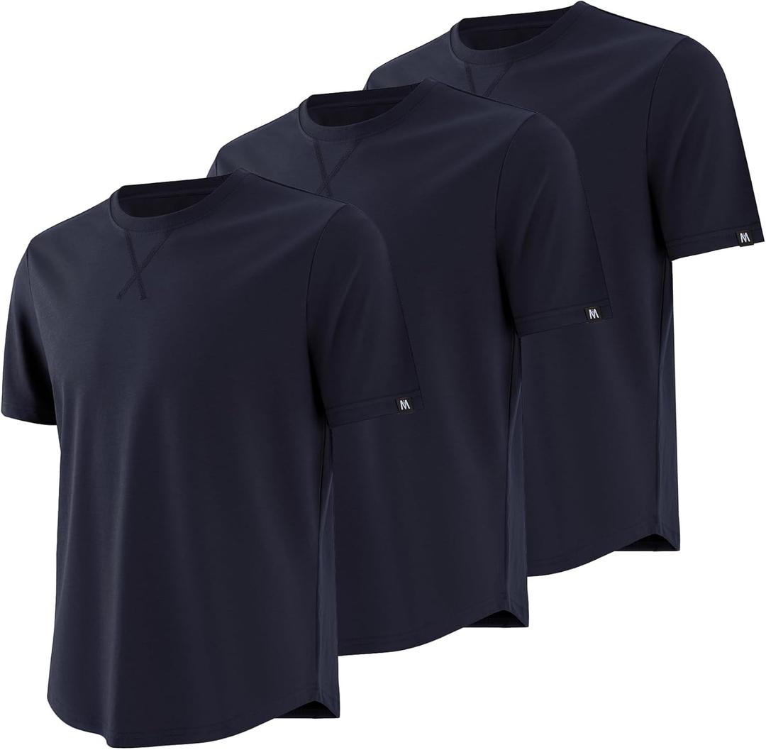 MagnaMan Men's 3-Pack Short Sleeve Crew Neck T-Shirts Solid Color Casual Tee Shirts - Ideal for Gym, Work & Daily Life (Black, M)
