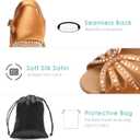 Ballroom Dance Shoes for Women Salsa Latin Dancing Shoes, Professional 3 Inch Ladies Satin Rhinestone Dance Heels, 3Mid Heel Suede Sole