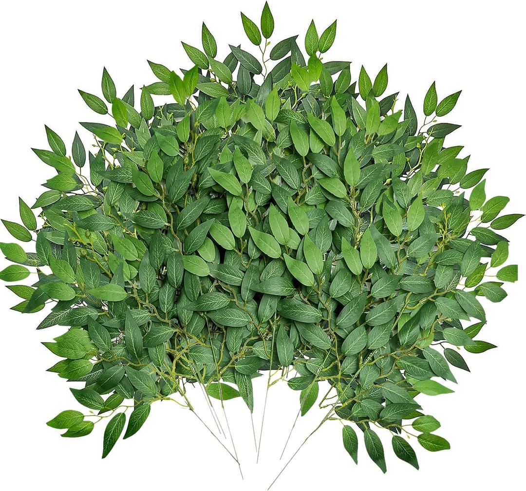 30Pcs Italian Ruscus Greenery, 23" Artificial Silk Stems Garland w/Green Leaf Vines Bendable Faux Hanging Plants Spray for DIY Wedding Arch Bouquet Table Centerpieces Vase Filler and Home Indoor Decor